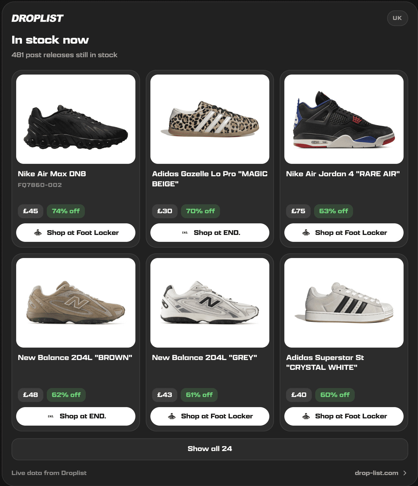 Droplist screenshot